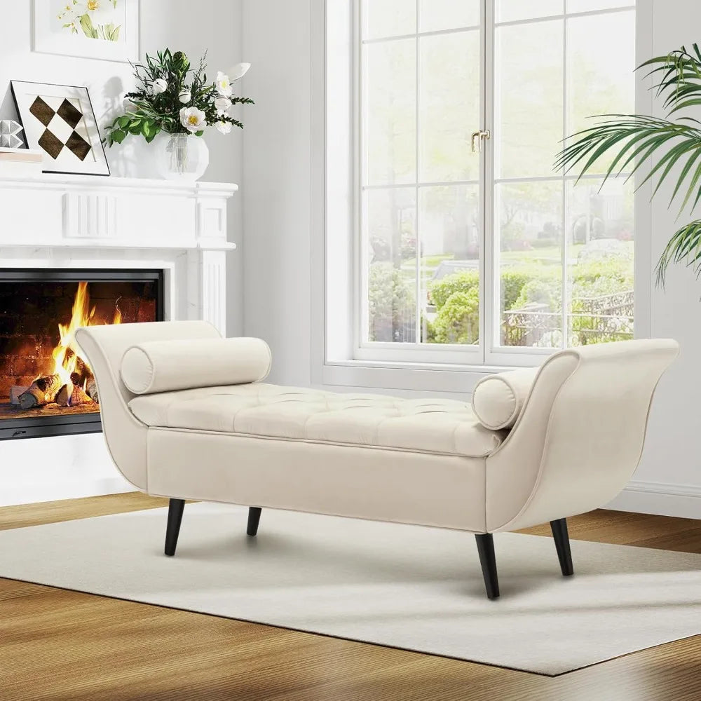 Luxurious Velvet Tufted Storage Bench – 65″ King Bed End Ottoman