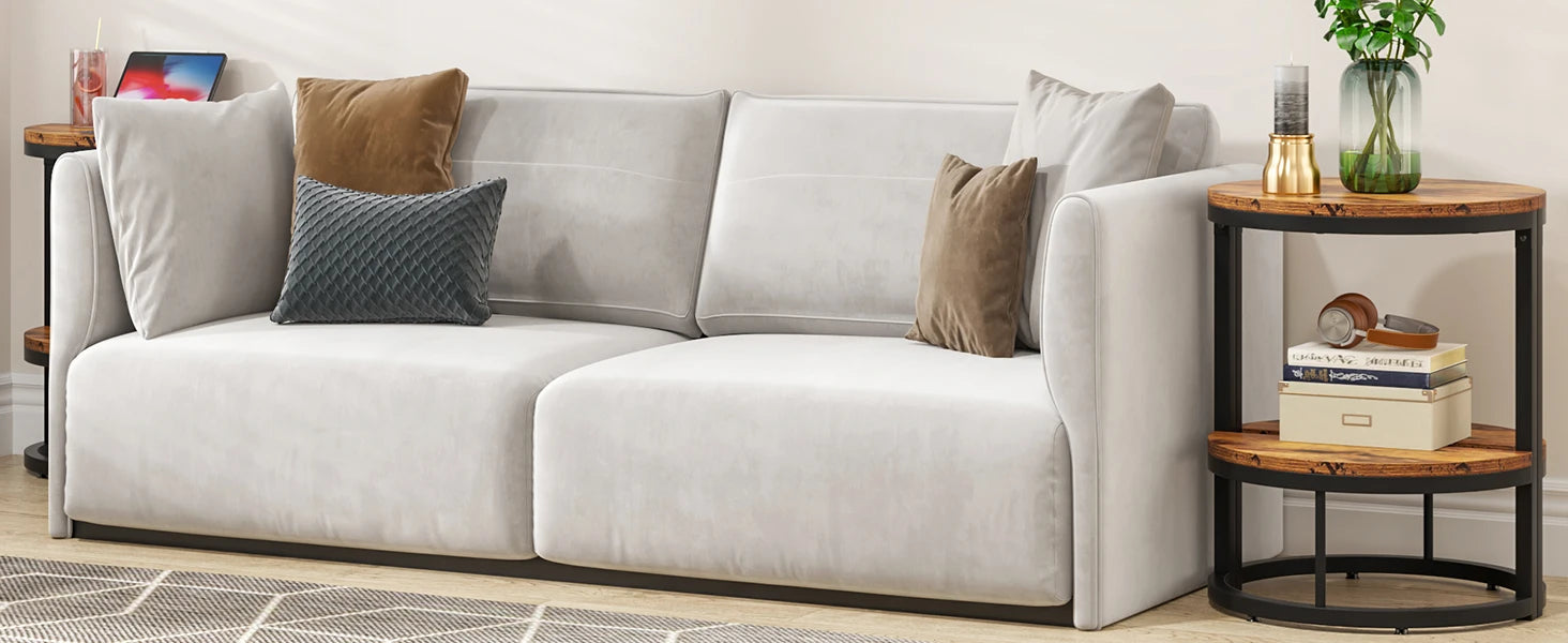 Tribesigns End Table Semi Circle, Small Half Round Side Table with Storage Shelf, Accent Table Slim C Table for Sofa Couch