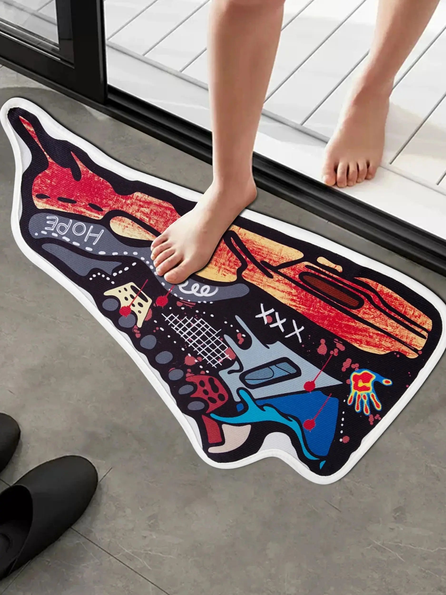 Sneaker style door cover handprint graffiti non-slip carpet modern welcome entrance door cover bathroom printed carpet corridor