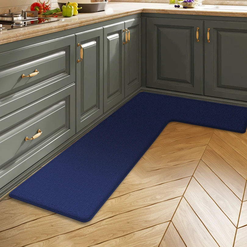Solid color kitchen L-shaped dirt-resistant soft floor mat restaurant corner absorbent floor mat bathroom non-slip mat door mat
