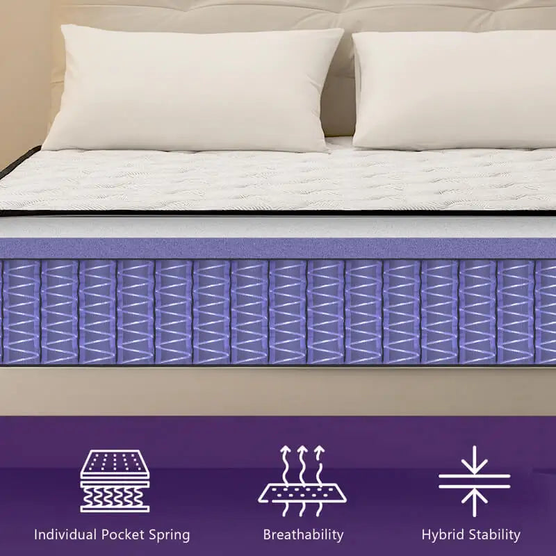 Queen Size Mattress in a Box, Pocket Springs for a Cool Sleep,Pressure Relief, Medium Firm Feel with Motion Isolation