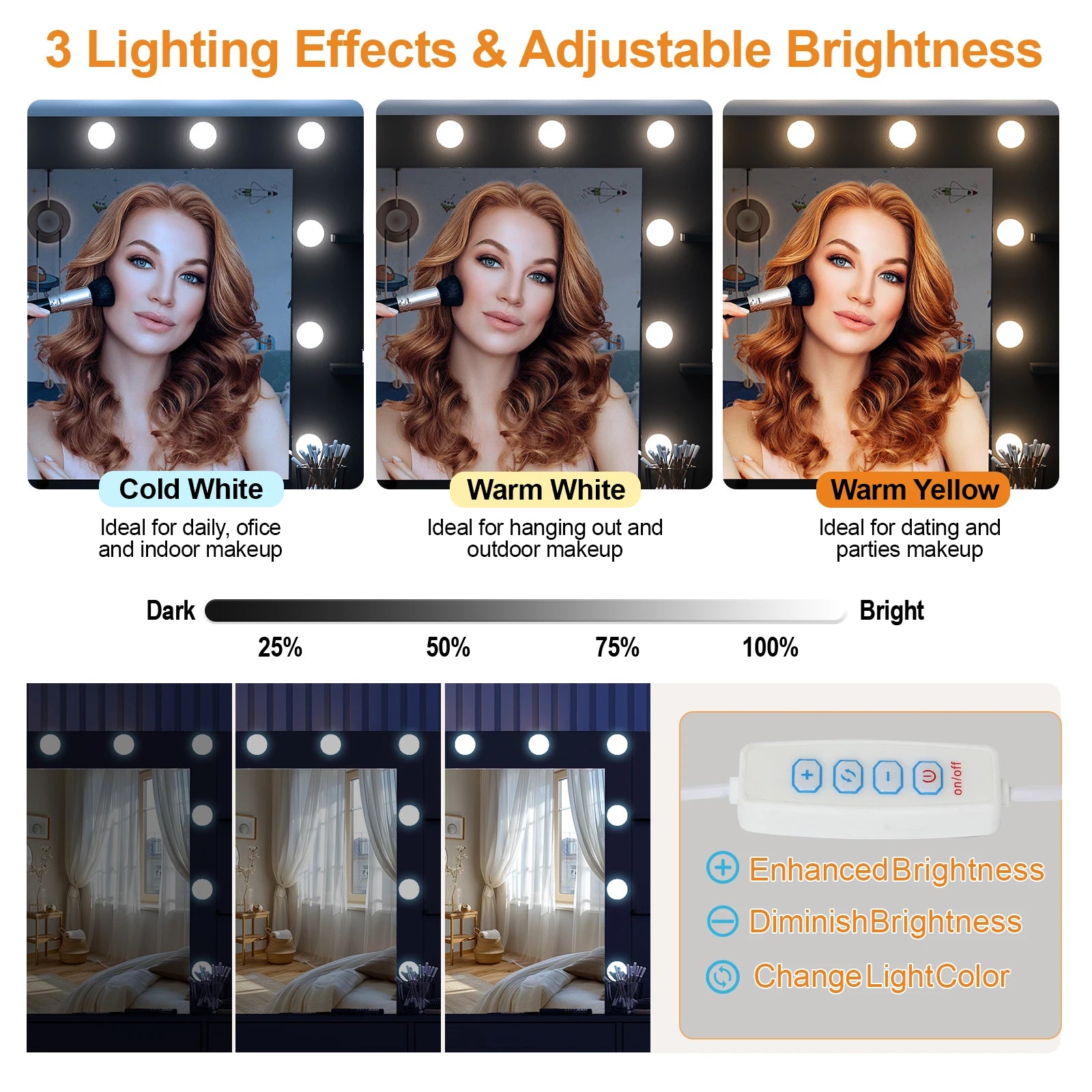 Black Vanity Dressing Table with Large Mirror 11 LED Lights Storage Drawers Bedroom Beauty Station for Women Girls Makeup Desk