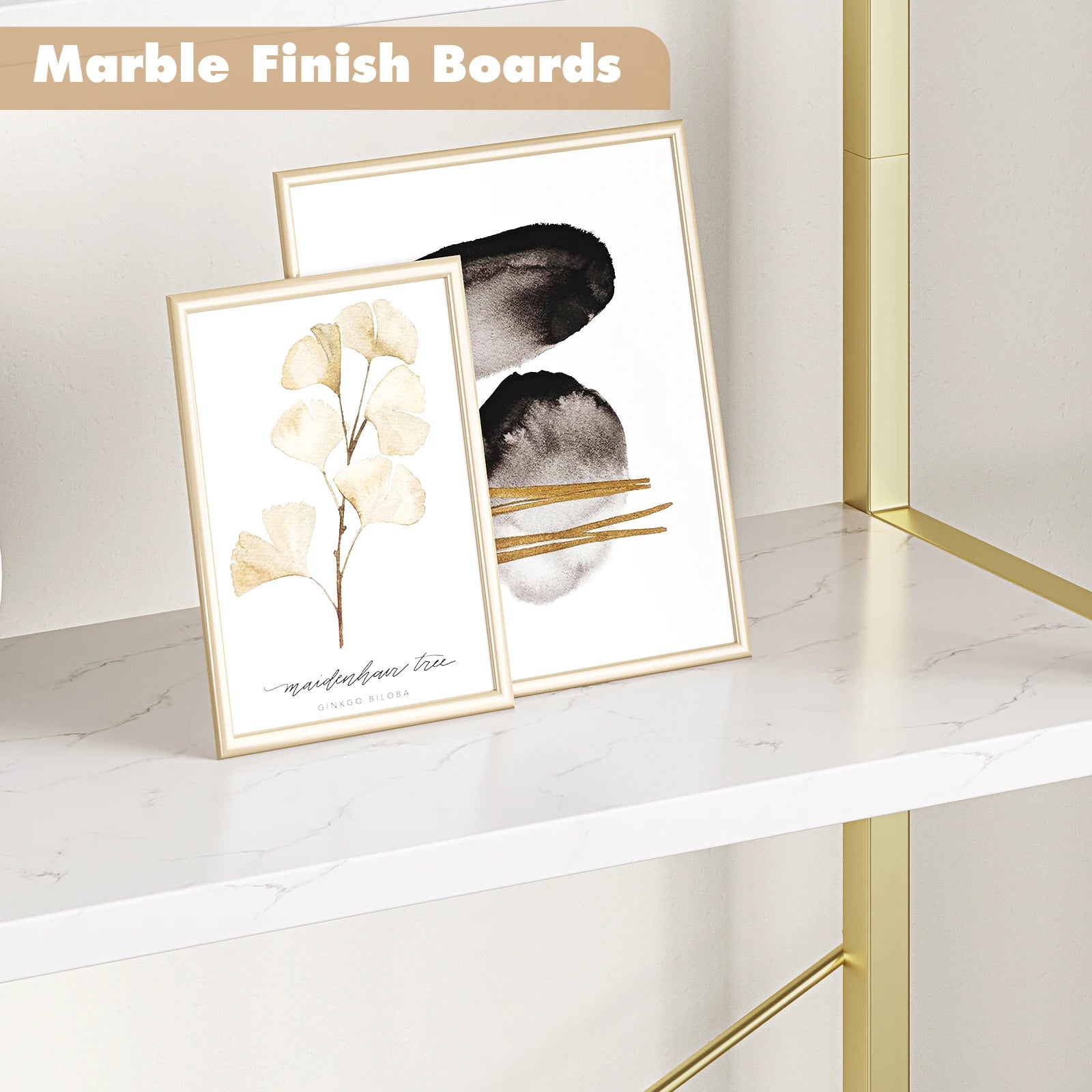 5-Tier Arched Bookshelf – Tall Standing Display Shelf with Metal Frame