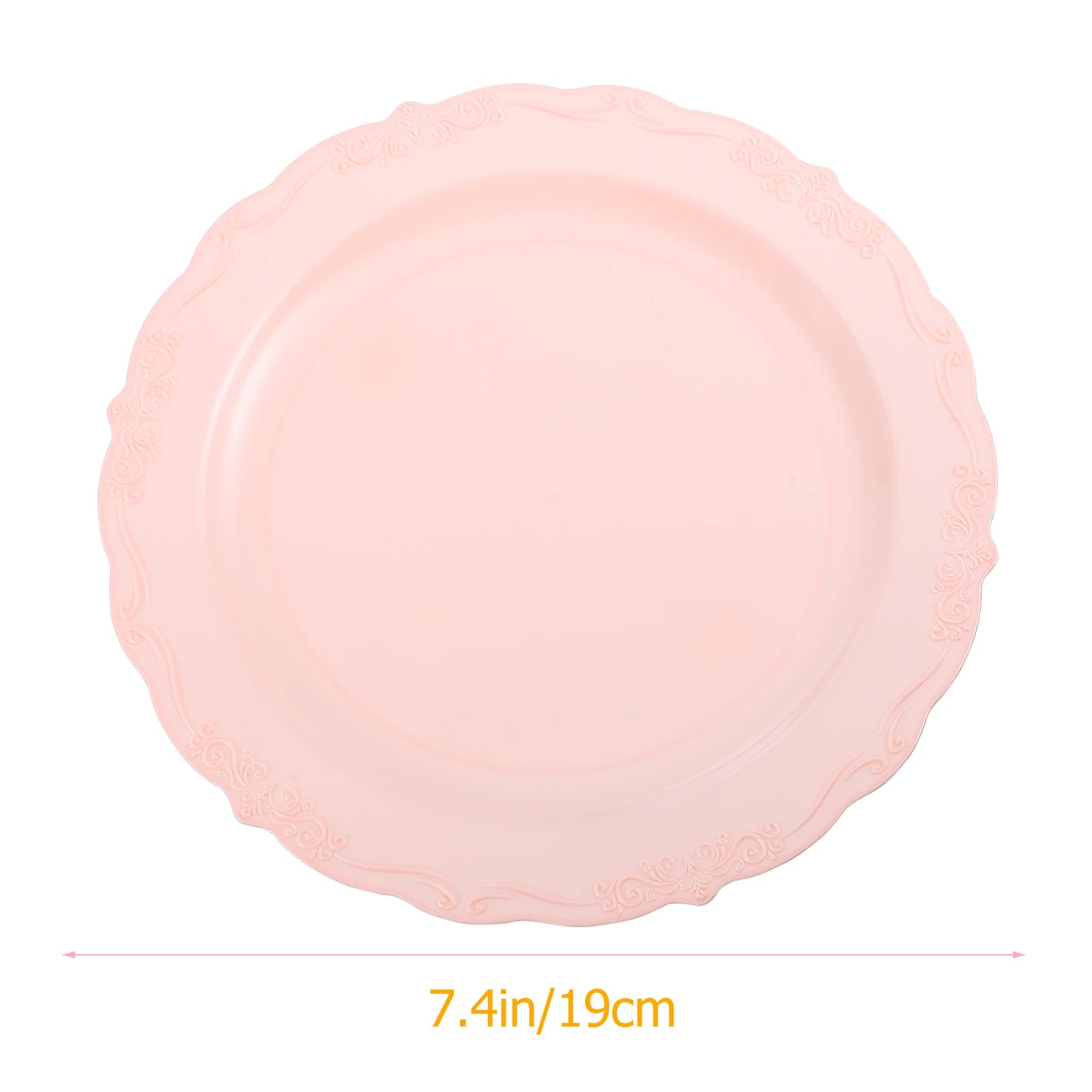 6PCS Anti-Slip Round Dessert Plates – Retro Style Plastic Party Dishes