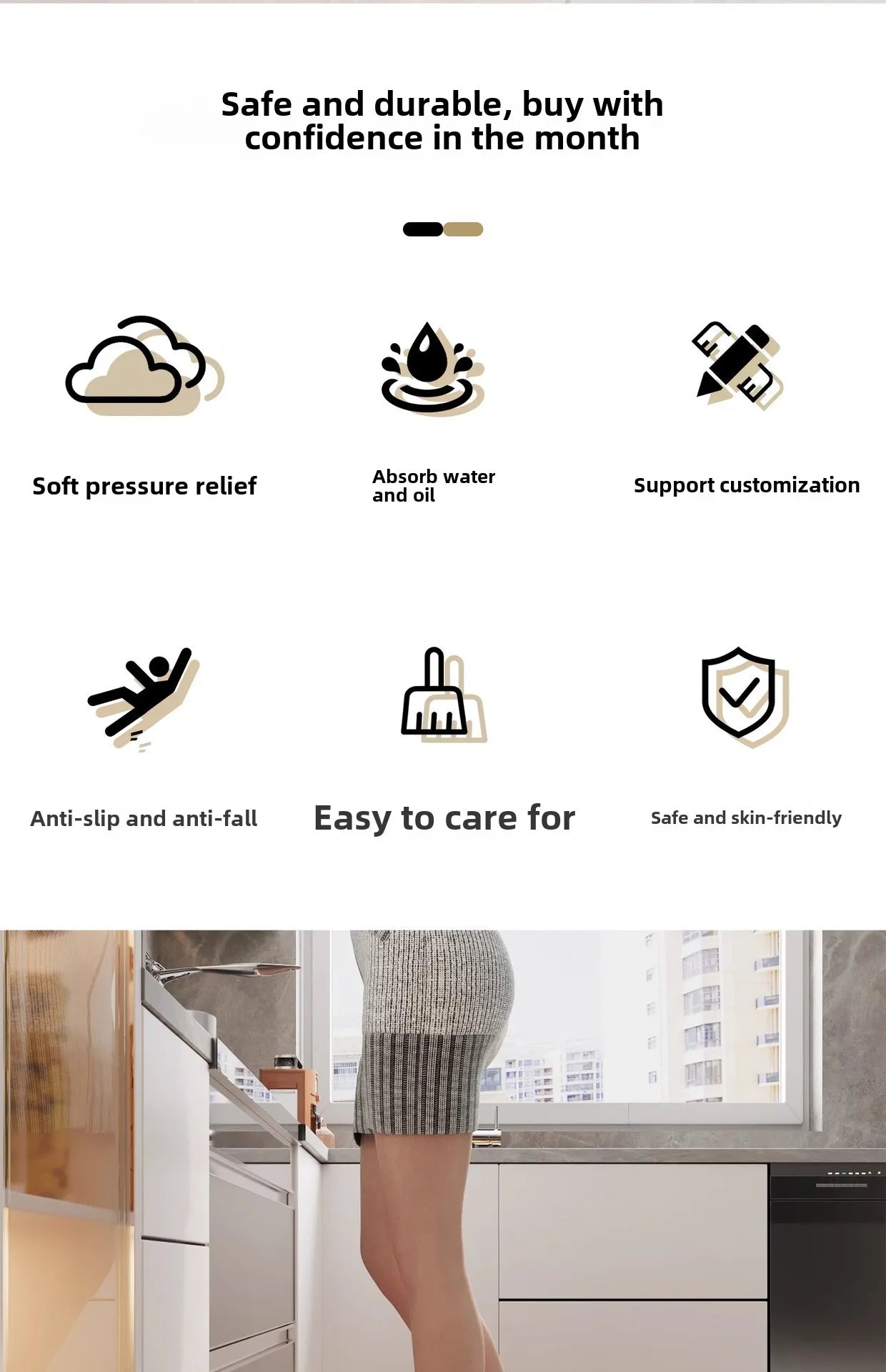 Cartoon Printed Linen Kitchen Floor Mat, Water and Oil-absorbing Kitchen Rug, Non-Slip Rubber Backing, Doormat Bath Mats