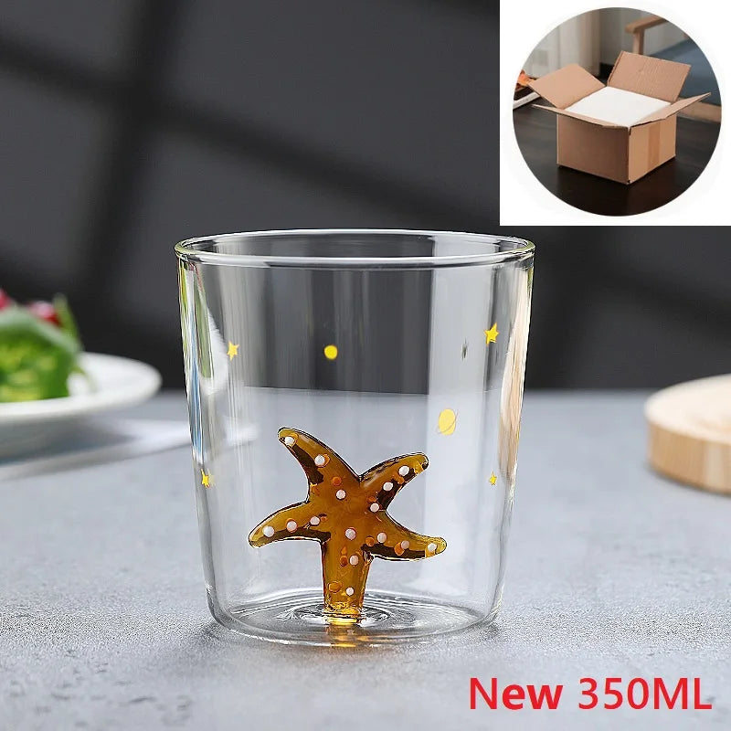 3D Creative Handmade Bubble Glass Cup Three-Dimensional Animal Plant Shape Coffee Milk Drink Cute Transparent Glass Cup,Gift