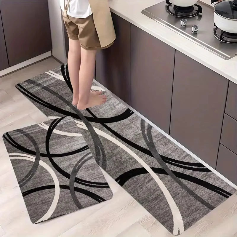 VIKAMA Minimalist Geometric Rug Durable Slip Resistant Water Absorbent Kitchen Living Room Foyer Balcony Rug Home Decor