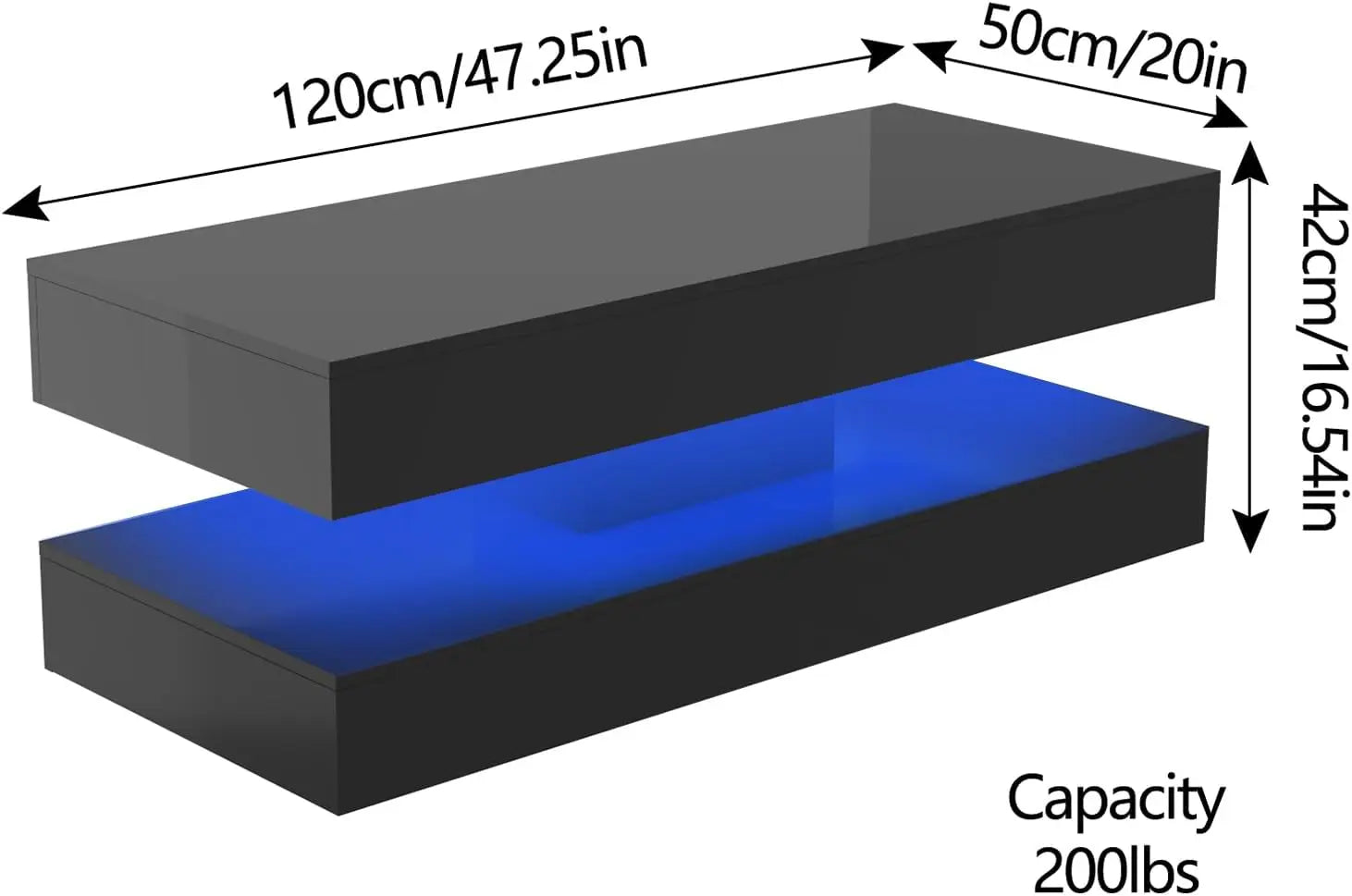 Modern LED Coffee Table with Double-Layer Design & Dual Storage Drawers