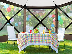 12x12ft Pop up Gazebo Screen House Tent with Mosquito Netting, 6 Sided Pop-up Canopy Shelter Tent Easy-Set Portable Gazebo