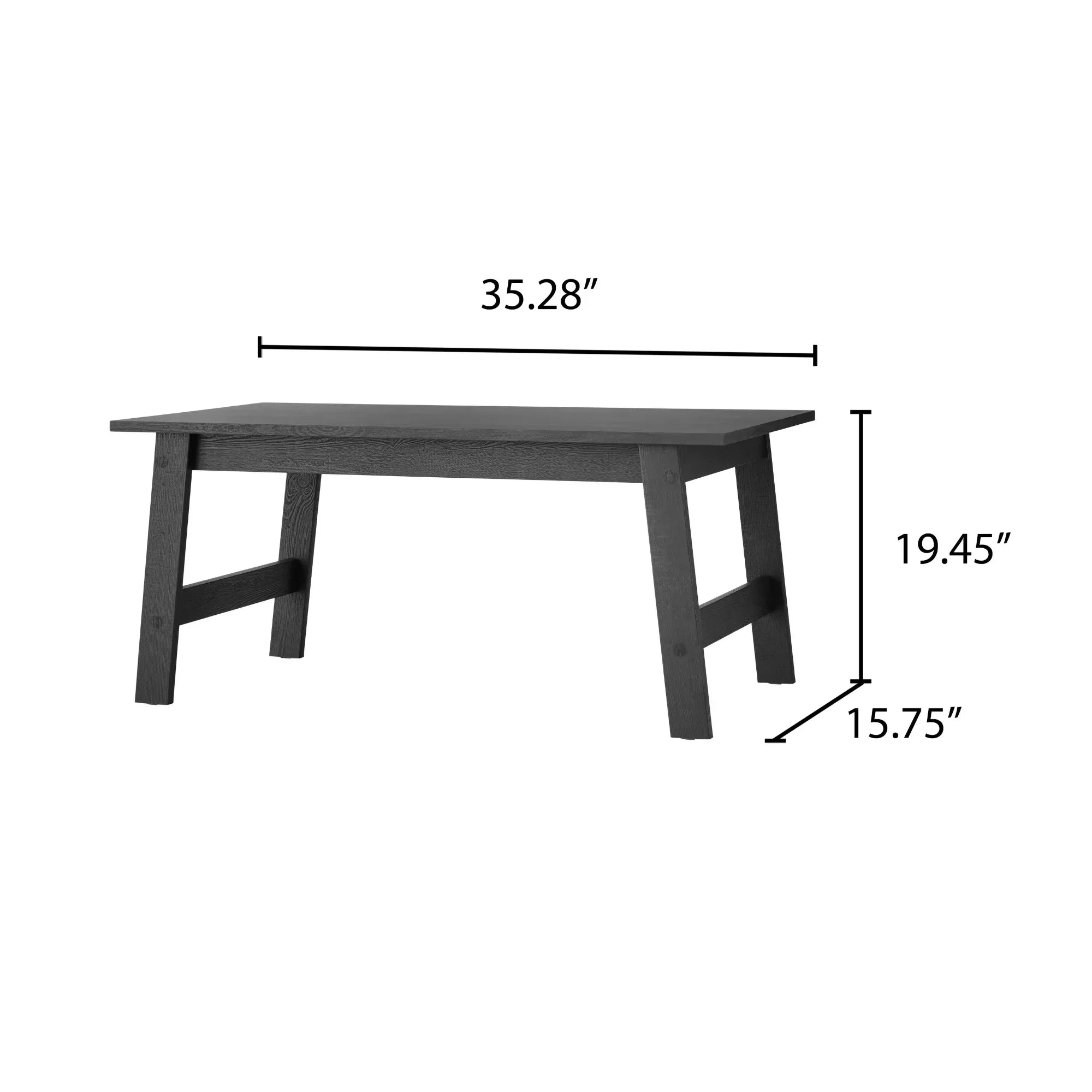 Modern Rectangular Black Wood Coffee Table – Sturdy Sofa Table for Living Room, Farmhouse & Apartment Décor