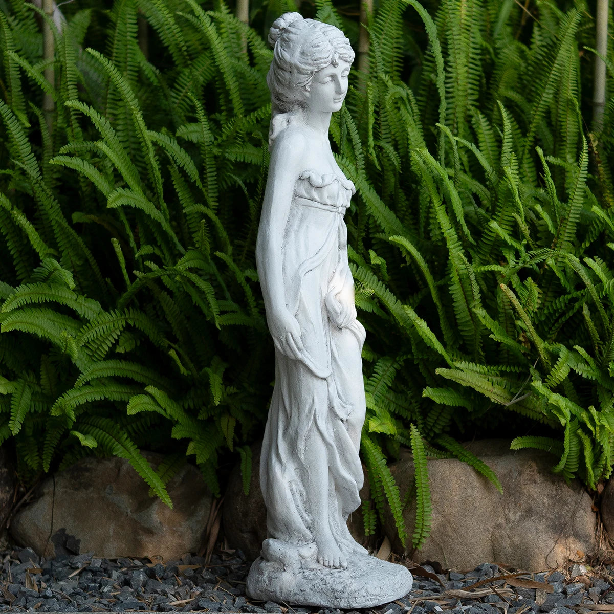 Outdoor Goddess Statue, Garden Beauty Decoration, Graceful Female Figure Sculpture, Catholic Concrete Finish Art Decor for Yard