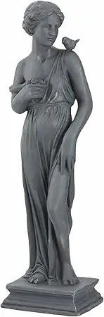 Greek Goddess Nymph Statue 32 Inches Tall Outdoor Garden Sculpture Roman Style Patio Lawn Porch Decor Gray Mythology Inspired