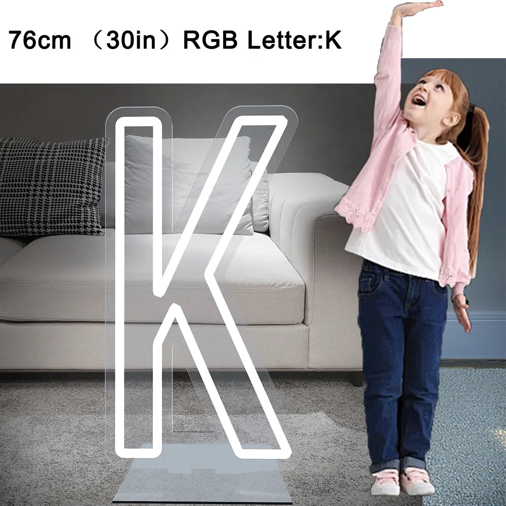 76cm Large Light up Letter Sign 26 Alphabet Stand up Lighting for Wedding Birthday Party Home Bar Decor