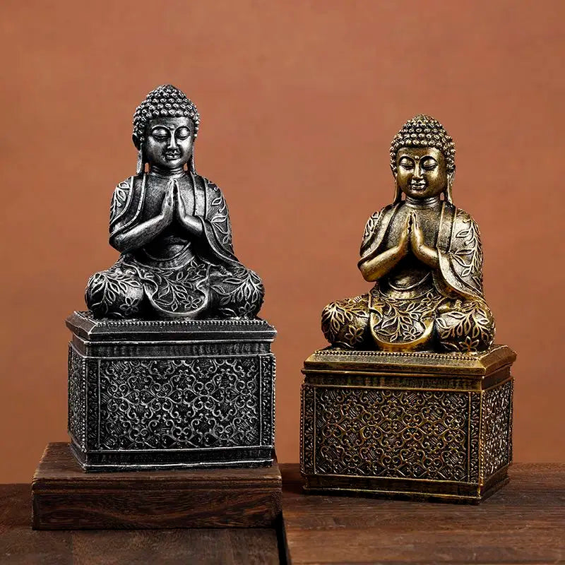 Elephant Buddha Statue Thailand Buda Resin Huddhism Figurines Fengshui Hindu Sitting Buddha Figurine Living Room Home Decor Gift
