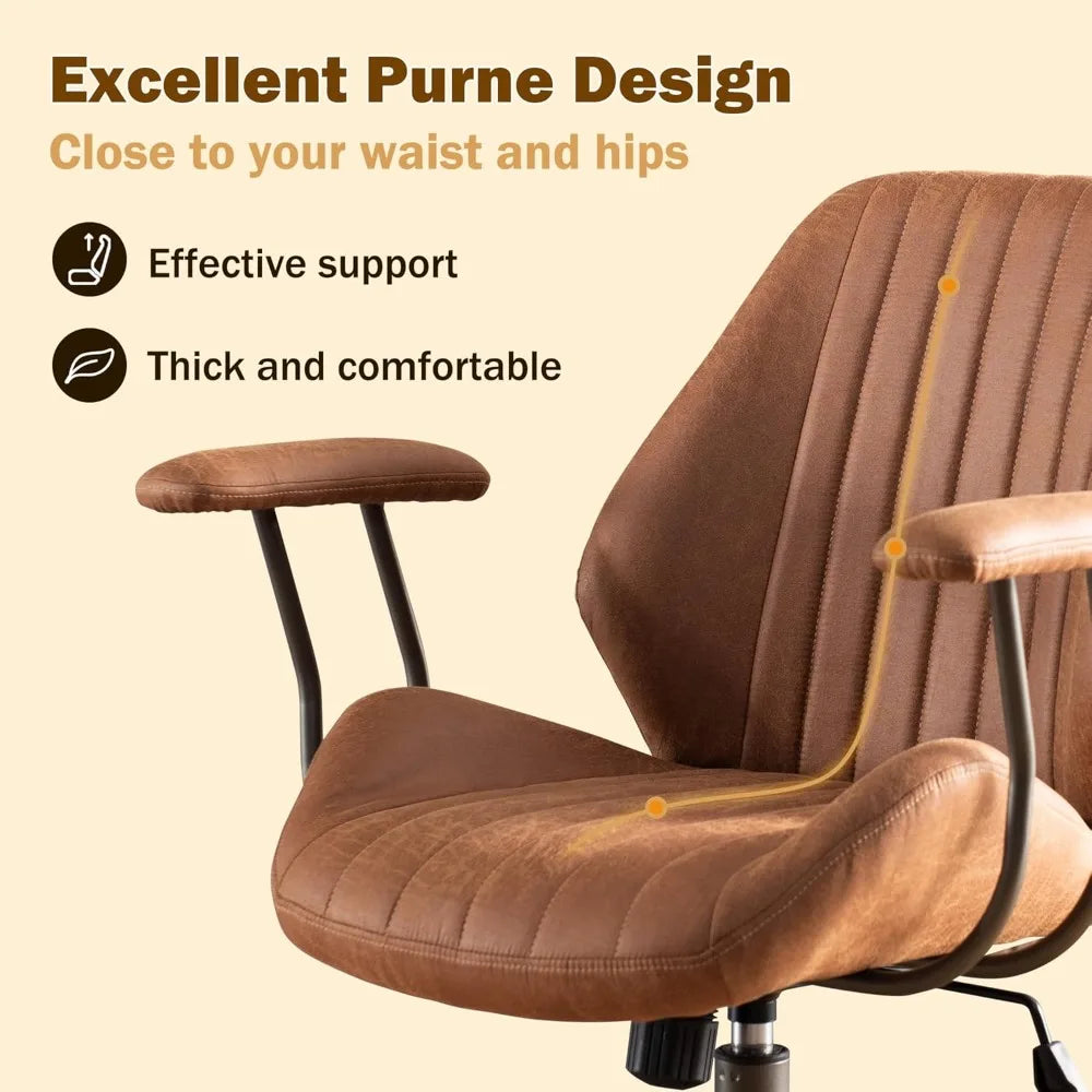 Home Office Chair,Ergonomic Computer Chair with Lumbar Support Adjustable Height,Mid-Century Modern Office Chair with Rolling