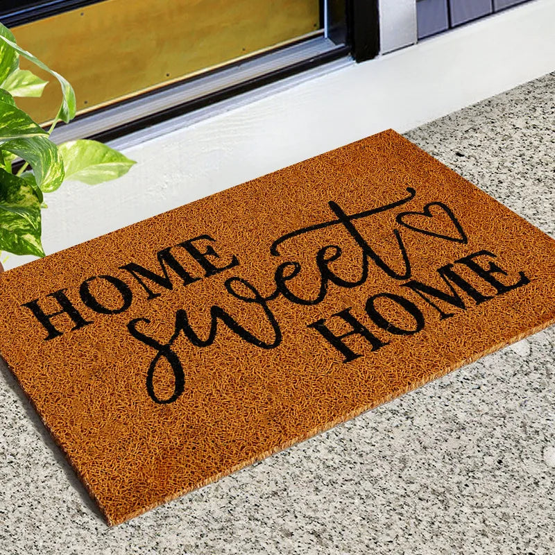 Entrance Doormat Indoor Outdoor PVC Antiwear Non Slip Waterproof Bathroom Carpet Faux Coconut Fiber Rugs Front Door Floor Mats