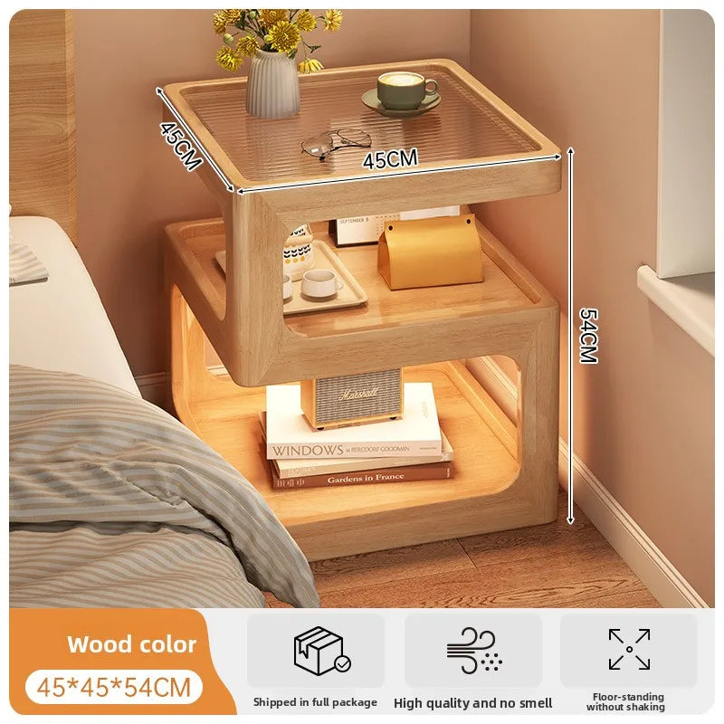 All solid wood bedside table Modern simple bedside table A few light luxury high-end home bedroom bedside storage table