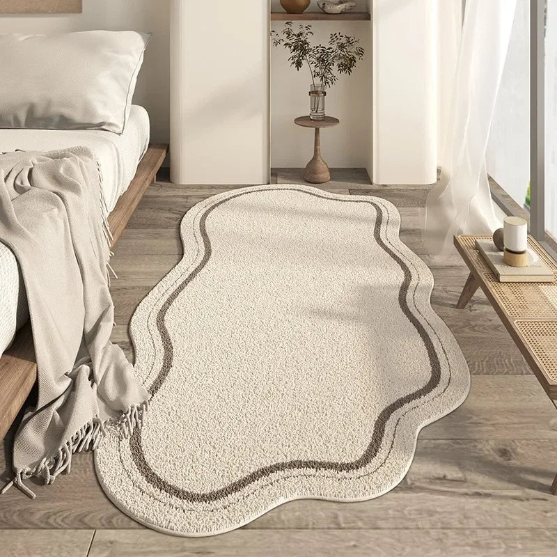 Cream Style Irregular Carpet Minimalist Bedroom Rugs Living Room Lounge Non-Slip Home Decorative Comfortable Soft Floor Mats