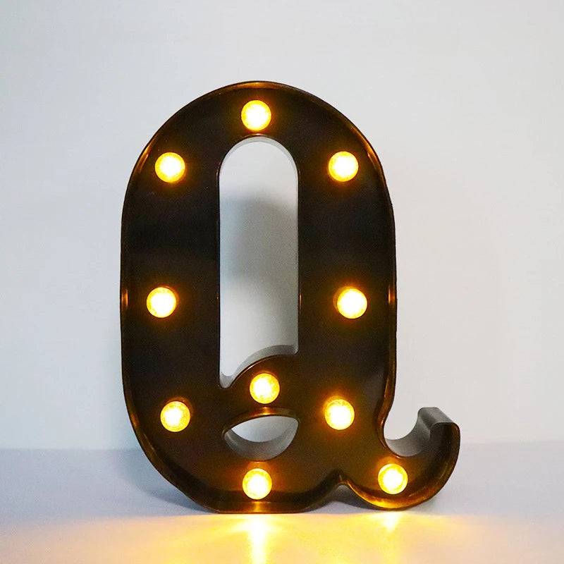 22cm Letters with Led Light Black Alphabet Letter Number Night Light Home Christmas Decoration Birthday Supplies Room Decoration