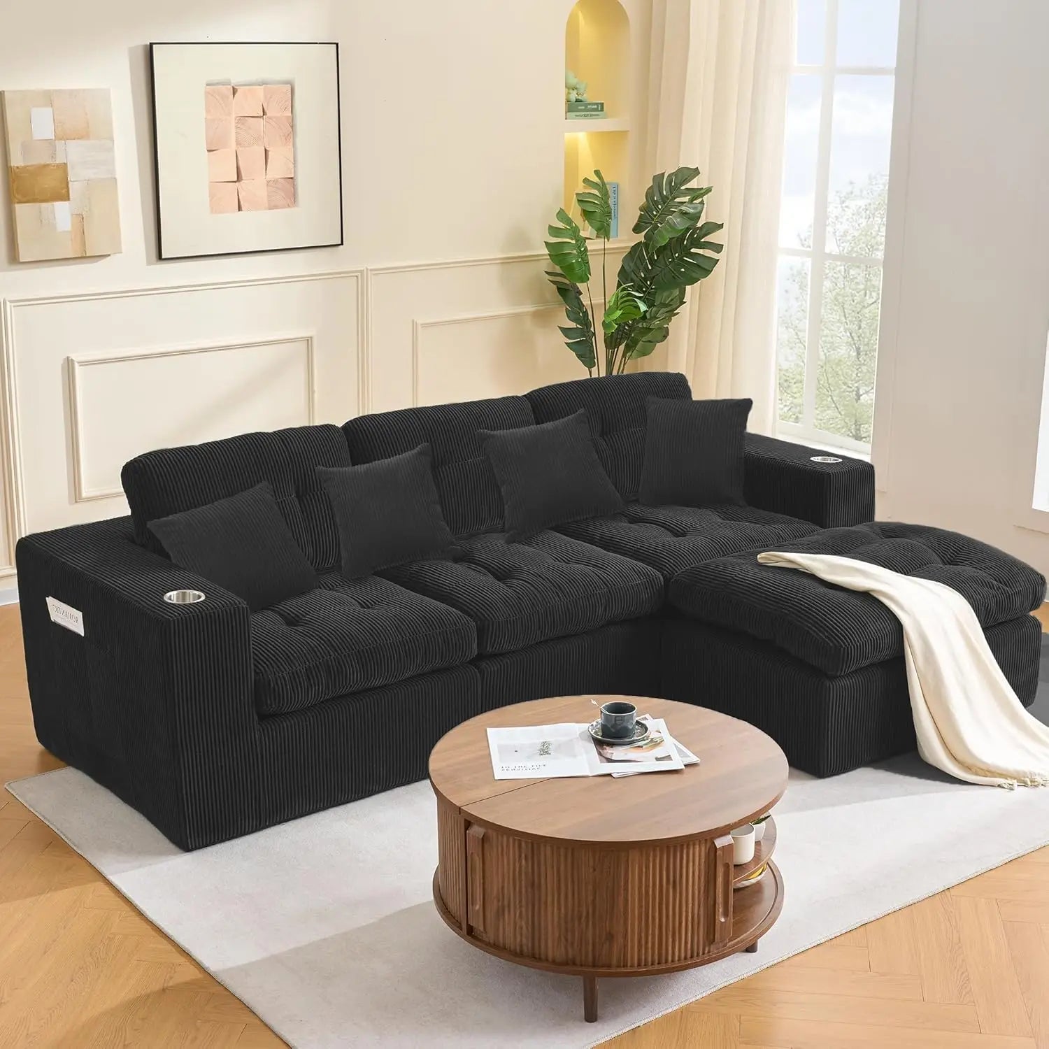 105 Inch Cloud Sectional Couch Modern Modular Sectional Sofa with Deep Seat - L Shaped Comfy 3 Seater Sectional Couches
