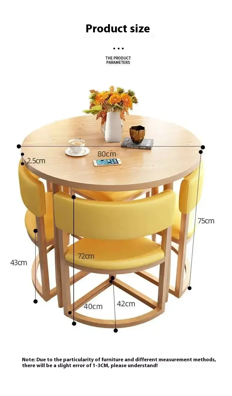 Round Mobile Extendable Dining Table Set with 4 Chairs – Wood Kitchen Center Table