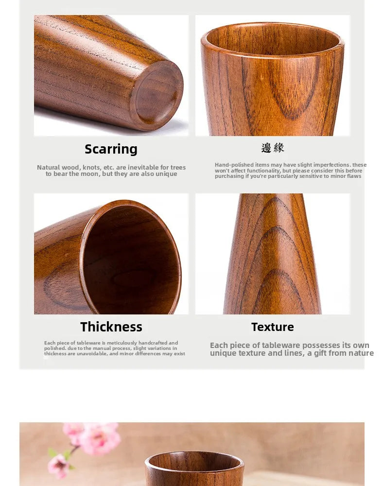 Elegant Solid Wood Teacup – New Chinese Style Anti-Scalding Water Cup