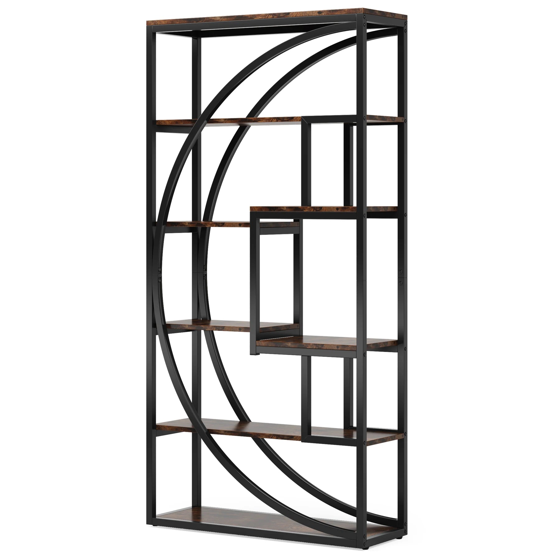 Tribesigns Industrial 5-Tier Étagère Bookcase – 70.8″ Tall, Vintage Grey