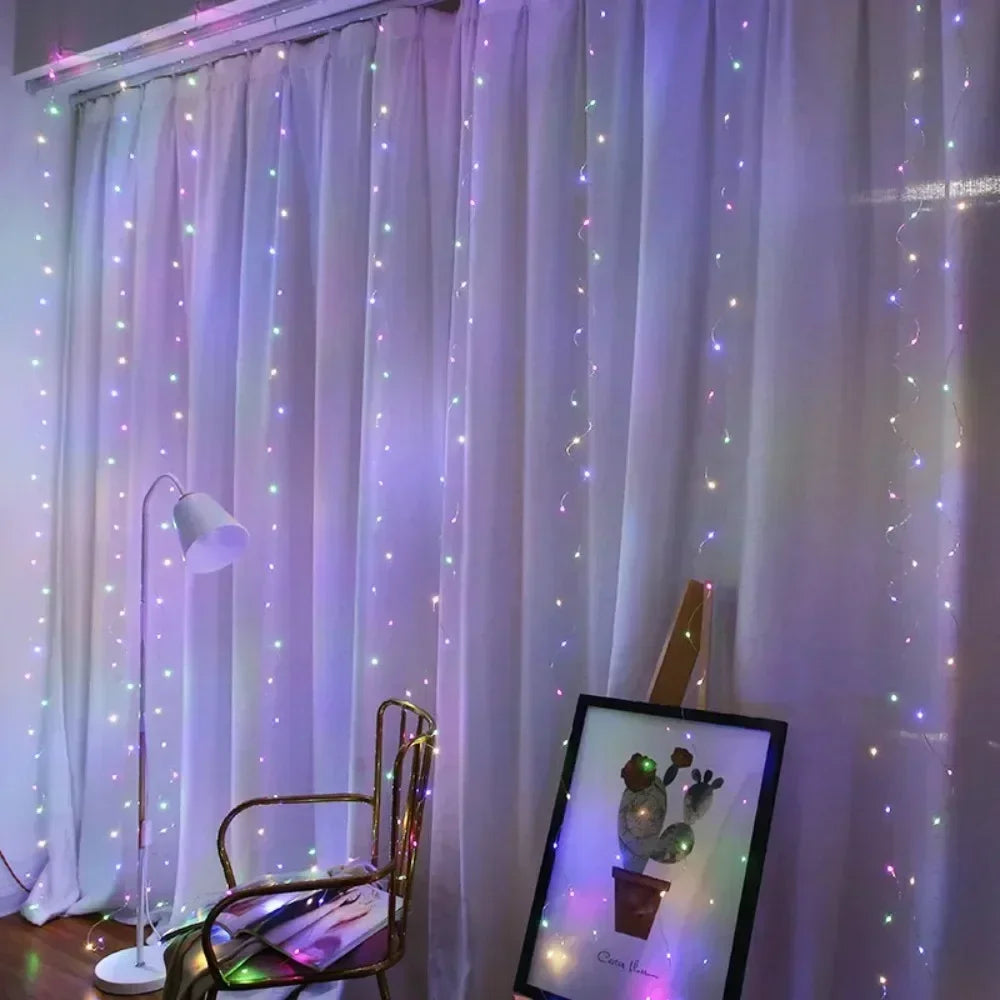USB LED Curtain String Lights with Remote Control Bedroom Holiday Wedding Birthday Christmas Decor LED Fairy Garland Lamp