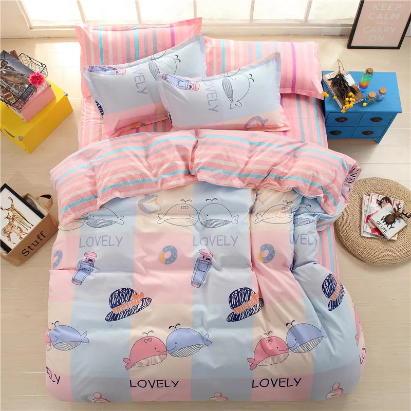1Pc Ins Style Aloe Vera Cotton Quilt Cover Set Pillowcase Suitable for Bedroom Apartment, Suitable for All Seasons, Skin-Friendly and Comfortable 150/180/200cm(1Pc Quilt Cover + 2Pc Pillowcase)