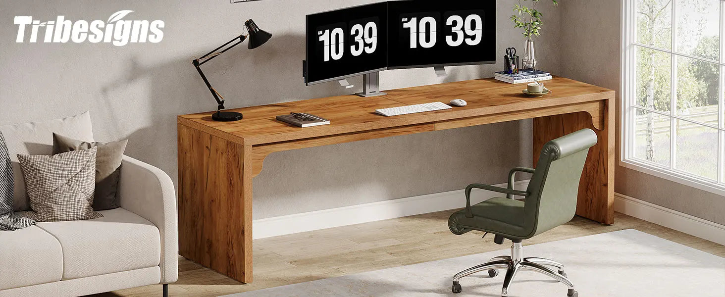 Tribesigns 78.7 Inches Long Computer Desk, Wooden Extra Long Desk Double Desk Workstation, 2 Person Desk for Home Office