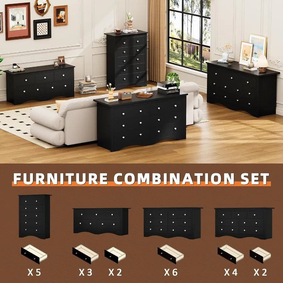 5-Drawer Dresser for Bedroom with Wide Chest of Drawers Design Ideal Storage Organizer for Closet and Hallway Durable