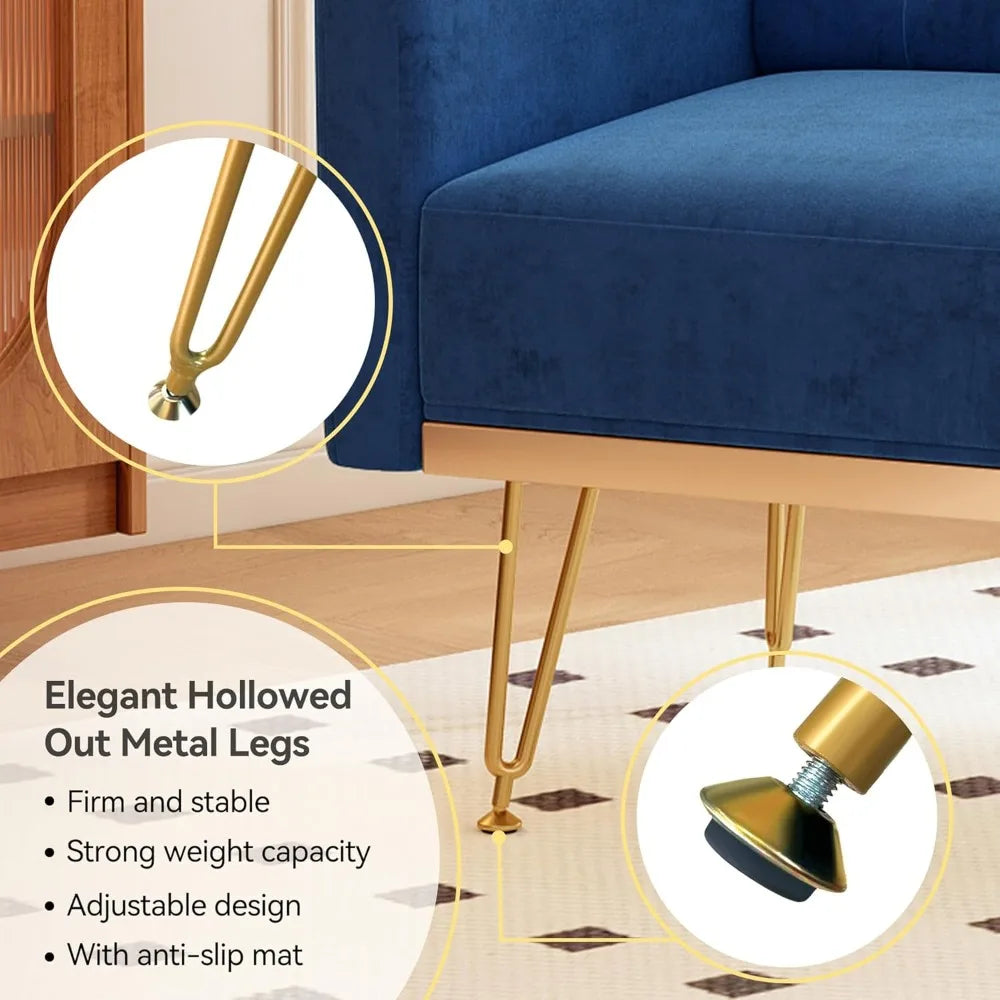 Mid-Century Modern Velvet Accent Chair – Oversized Upholstered Reading Armchair