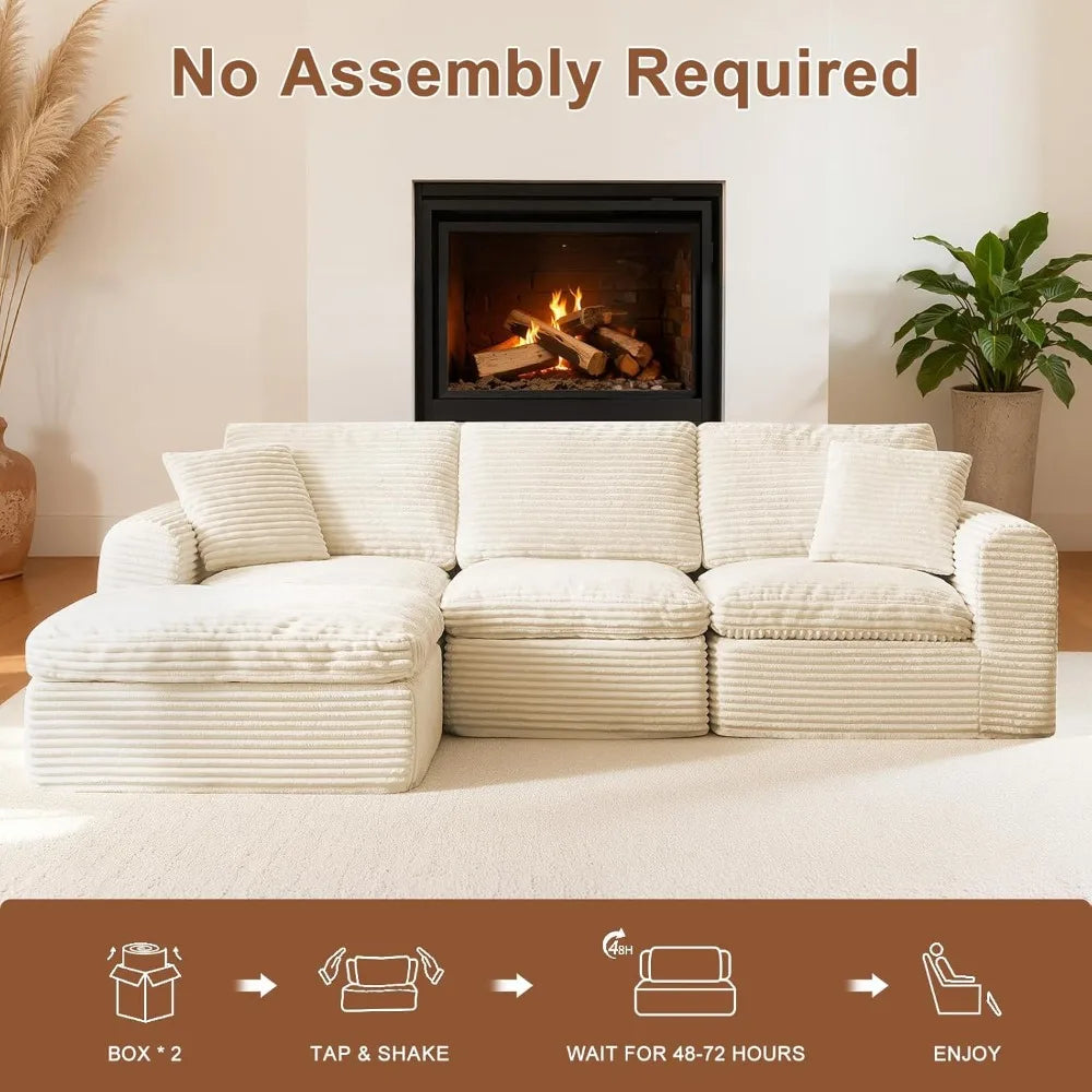 108” Modular Sectional Sofa Couches L Shaped Couch 3 Seater Cloud Sofa Memory Foam Sectional Couches for Living Room, Boneless