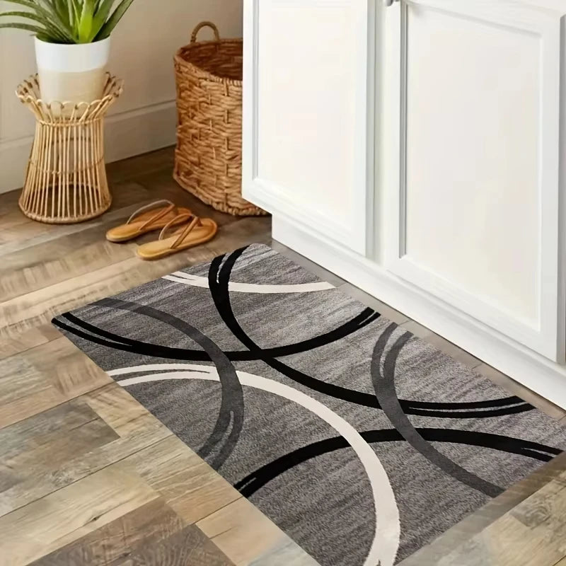 VIKAMA Minimalist Geometric Rug Durable Slip Resistant Water Absorbent Kitchen Living Room Foyer Balcony Rug Home Decor