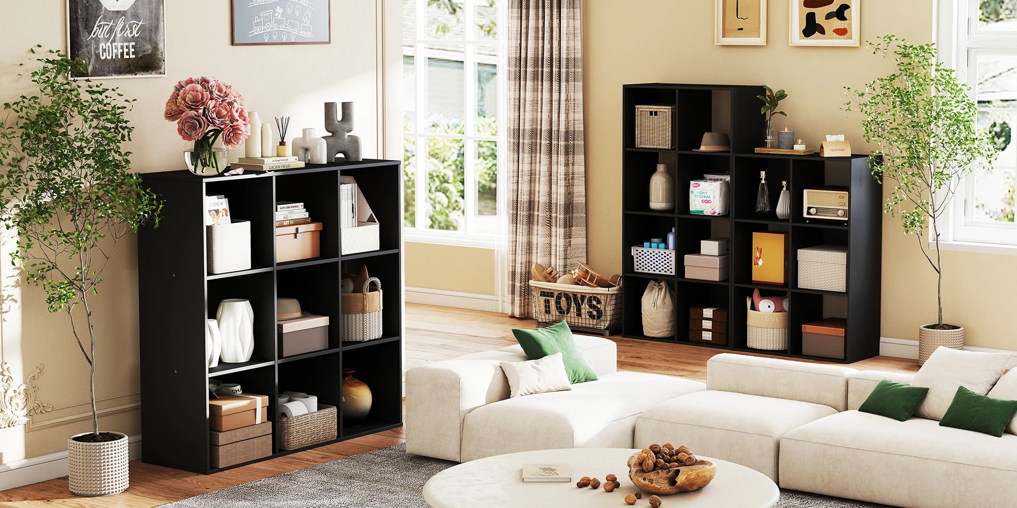 9 Cube Wooden Storage Organizer Shelf – Open Bookcase for Living Room & Home Office