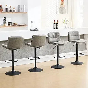 Swivel Counter-Height Bar Stools – Double-Layer Upholstered Faux Leather (Set of 4)