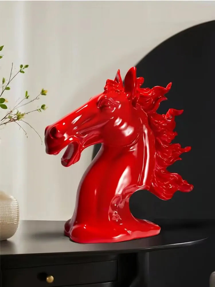 Decorations For Home Red Horse Head Sculpture Instant Success Decoration Home Decor Living Room Office Decor Hotel Clubhouse Gif
