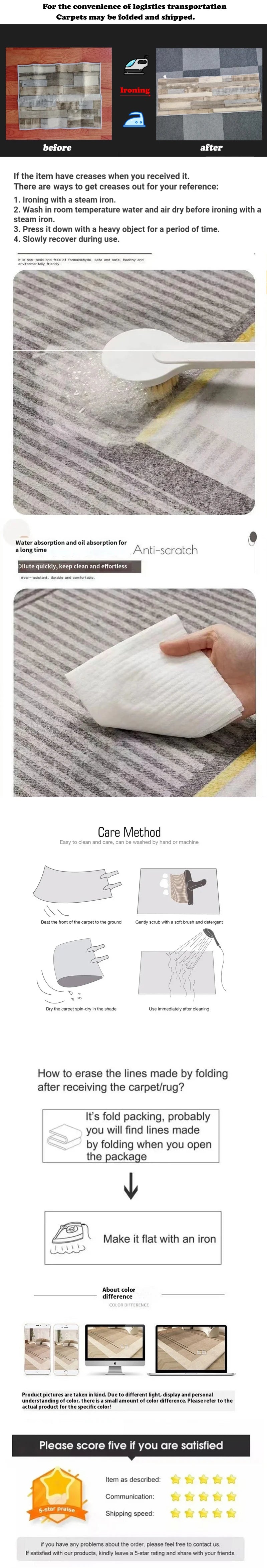 VIKAMA Carpet For Live Room Round Sofa Non-Slip Carpet Office Computer Study Light Luxury Rug For Bedroom Floor Mat Home Decorat