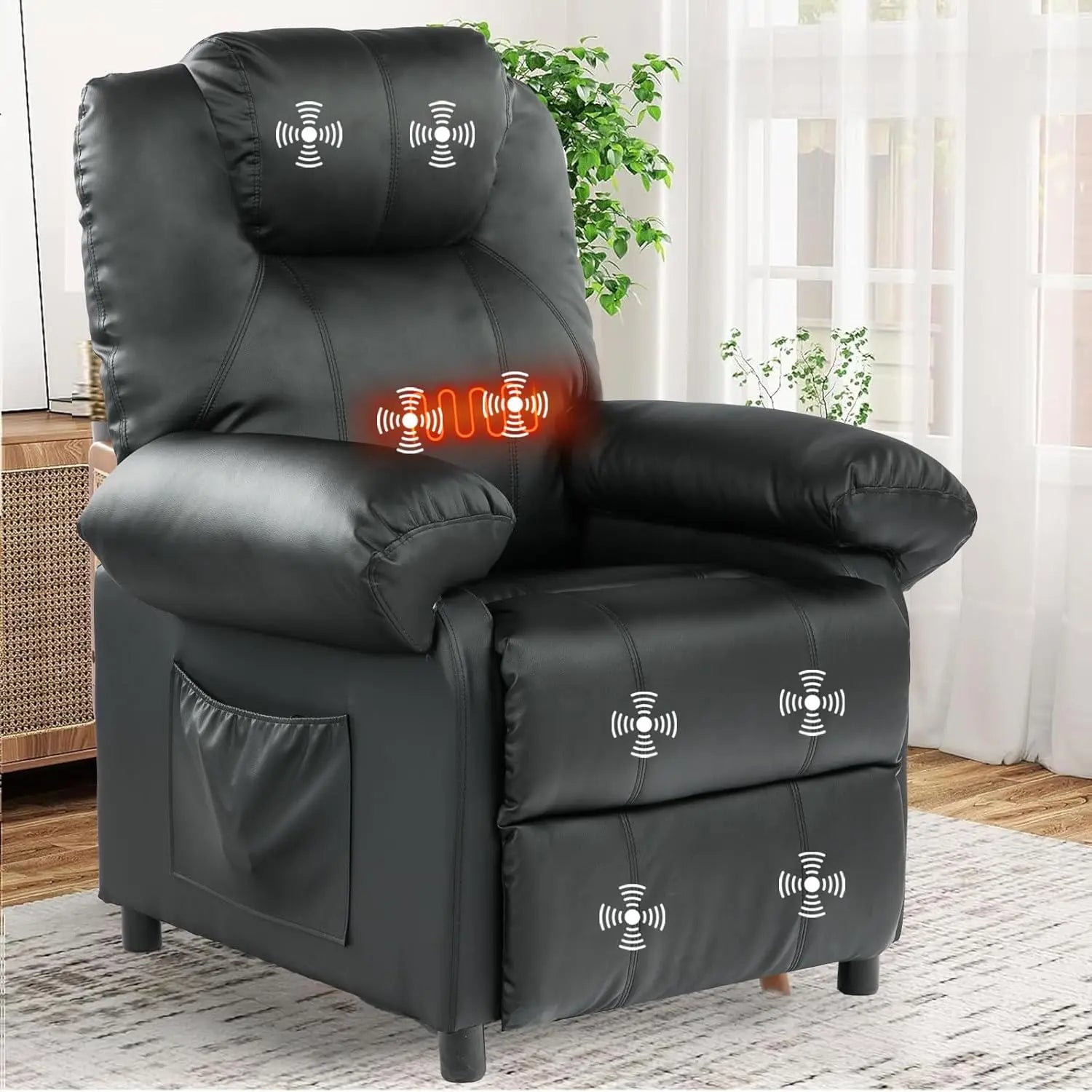 Massage Recliner Chair with Heat,Overstuffed Fabric Recliner Chairs with Heating,Small Recliner for Living Room Bedroom, Manual
