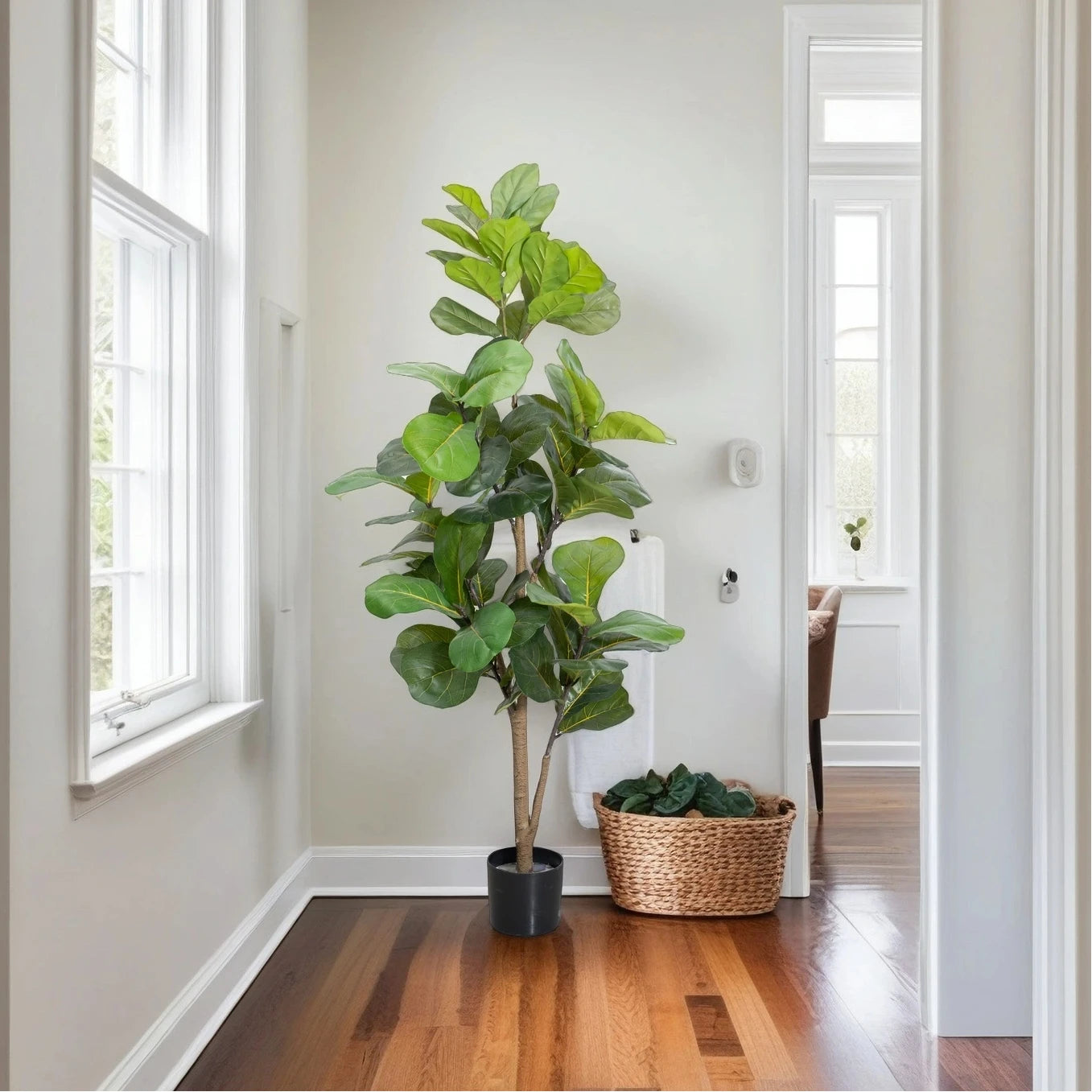 150cm Large Artificial Ficus Tree Artificial Plant Faux Fiddle Leaf Fig Tree for Room Home & Office Indoor&Outdoor Decoration