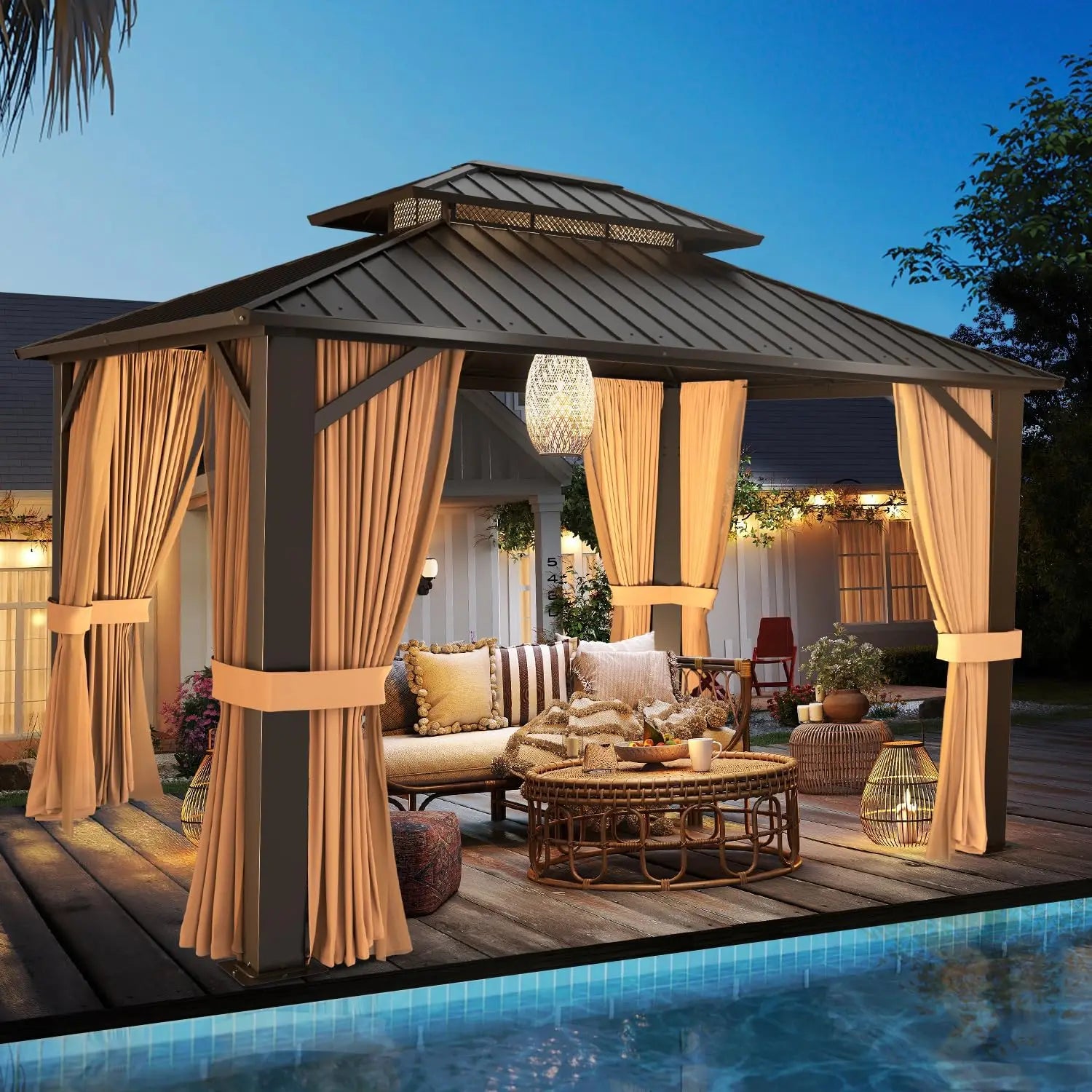 Hardtop Gazebo – 10 ft × 12 ft Aluminum Frame Outdoor Pavilion