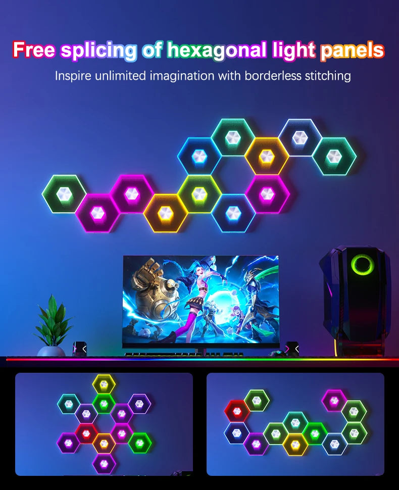 Bluetooth Quantum Lamp Smart App RGB Remote Control 5V Led Esports Atmosphere Light Background Wall Bedroom DIY Decor Wall Lamp