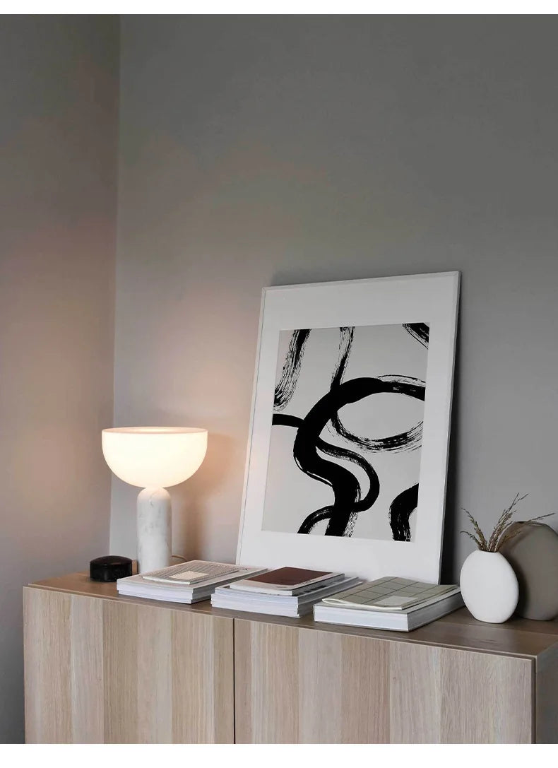 Danish Designer Luxury Marble Floor Lamp Minimalist LED Mushroom Table Light Acrylic Lampshade Decor Bedroom Bedside Study Hotel