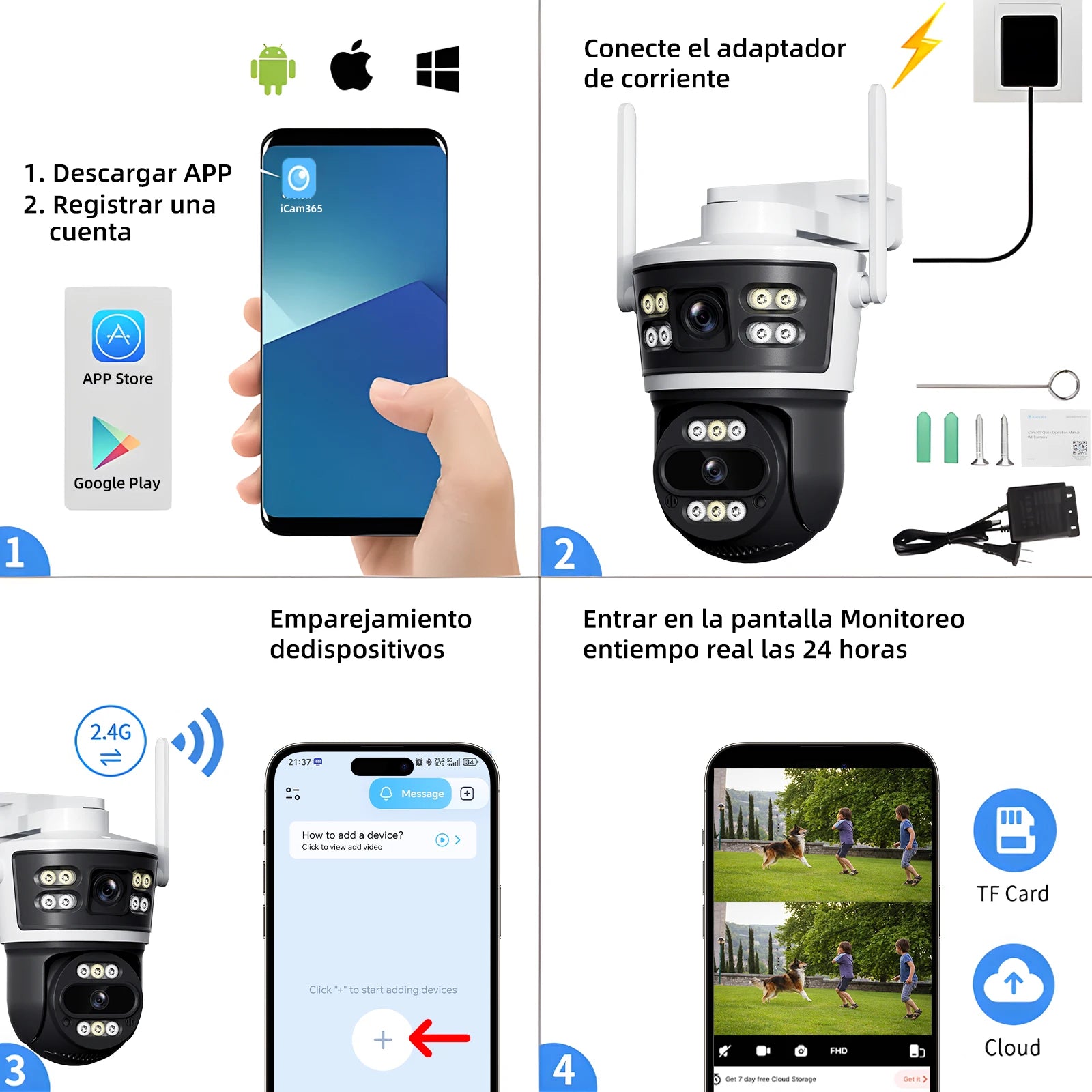 2Pcs Dual Lens WiFi Camera Smart Home Security PTZ IP Cameras 5MP Wireless Outdoor Dual Screens Auto Tracking Video Surveillance