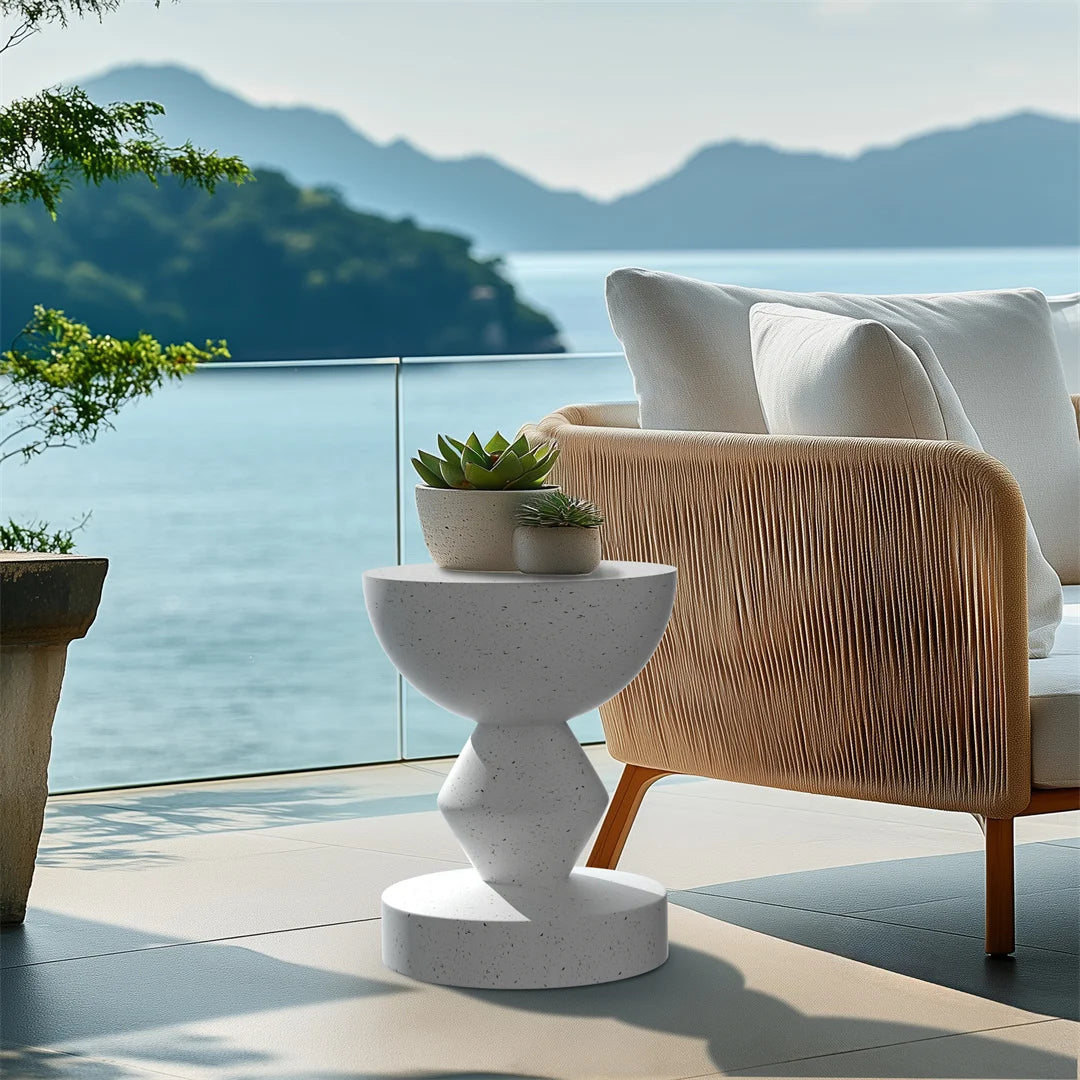 Modern Living Room Sofa Side Indoor End Table Outdoor Accent Table Lightweight Concrete Stool