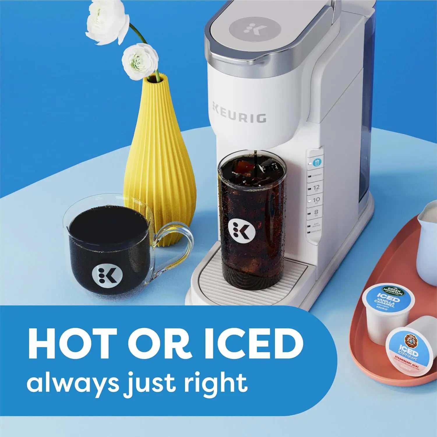 K-Iced Single Serve Coffee Maker – Hot & Cold K-Cup Pod Brewer (Gray)