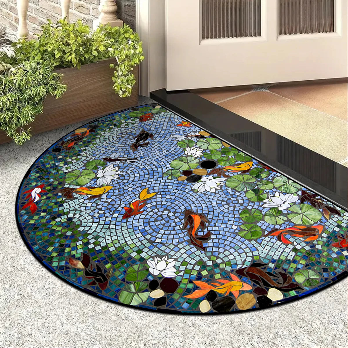 Entrance Door Mat Semi-circular Carpet Outdoor Rug Modern Art Style Rugs Garden Home Decorative Floor Mats Alfombra De Entrada