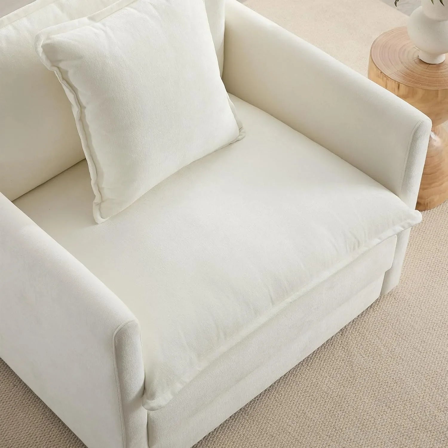 Chenille Oversized Accent Chair with Ottoman – 39″ Wide Lounge Reading Chair Set