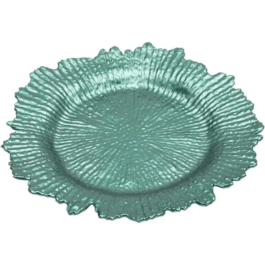 24PCS 13″ Round Plastic Charger Plates – Reef Design with Ruffled Rim