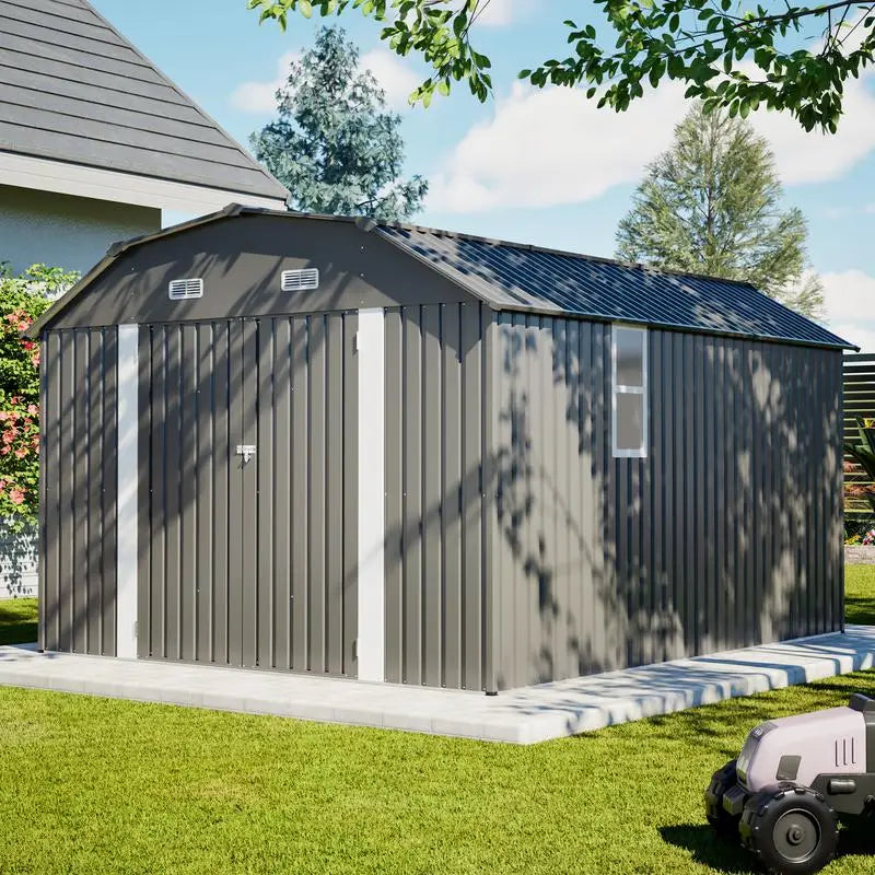 Outdoor Steel Storage Shed – 10 ft × 12 ft Heavy-Duty Tool Shed